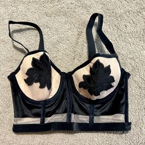 NWOT Victorias Secret 36C Bra Bustier Black and Cream / Nude
